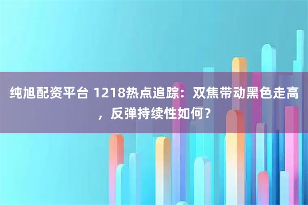 纯旭配资平台 1218热点追踪：双焦带动黑色走高，反弹持续性如何？