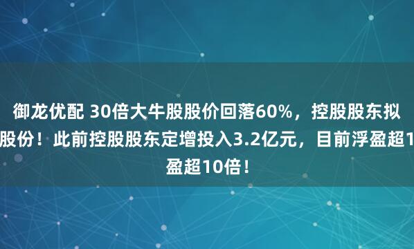 御龙优配 30倍大牛股股价回落60%,控股股东拟增持股份!此前控股股东定增投入3.2亿元,目前浮盈超10倍!