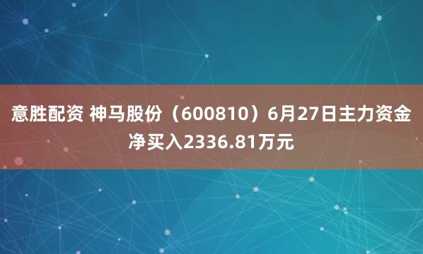 意胜配资 神马股份（600810）6月27日主力资金净买入2336.81万元
