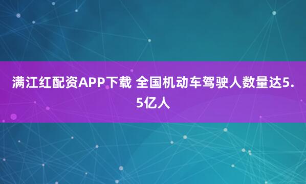 满江红配资APP下载 全国机动车驾驶人数量达5.5亿人